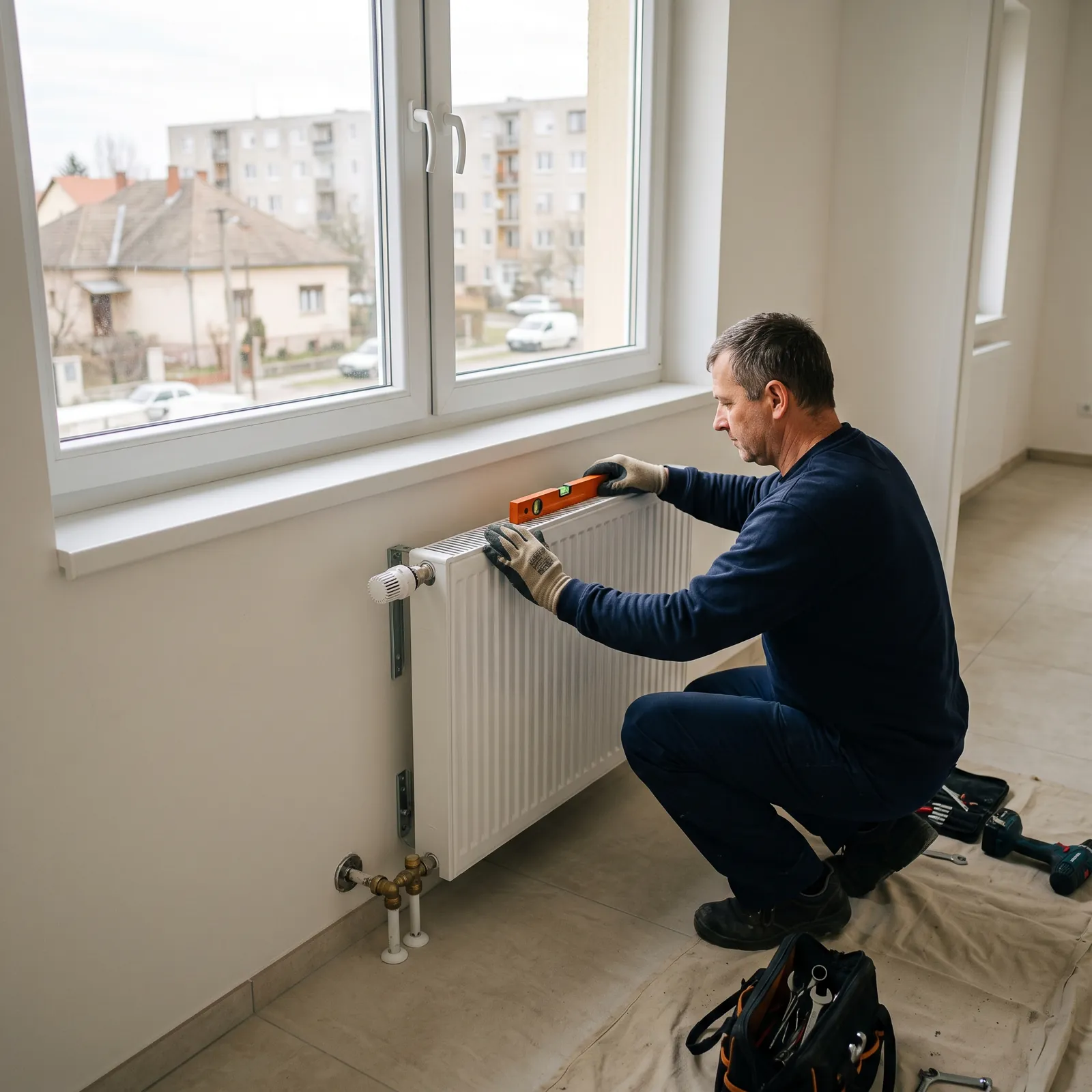 Új lapradiátor felszerelése ablak alá